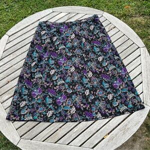 Notations Womens Floral‎ Skirt Size 3X Black gold purple Whimsygoth plus fall